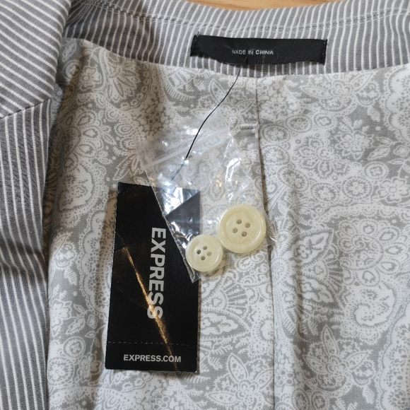 NWT Express White Gray SEERSUCKER Sport Coat SKULL Crossbones Jacket Blazer 40R - Picture 5 of 10